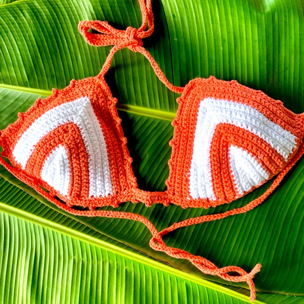 Boho-Chic Organic Cotton Crochet Bikini Top